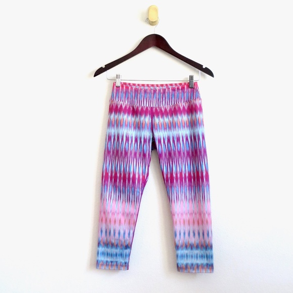 PrAna Roxanne Printed Leggings Crop Stretch Yoga Pink Blue SZ S - Picture 3 of 8